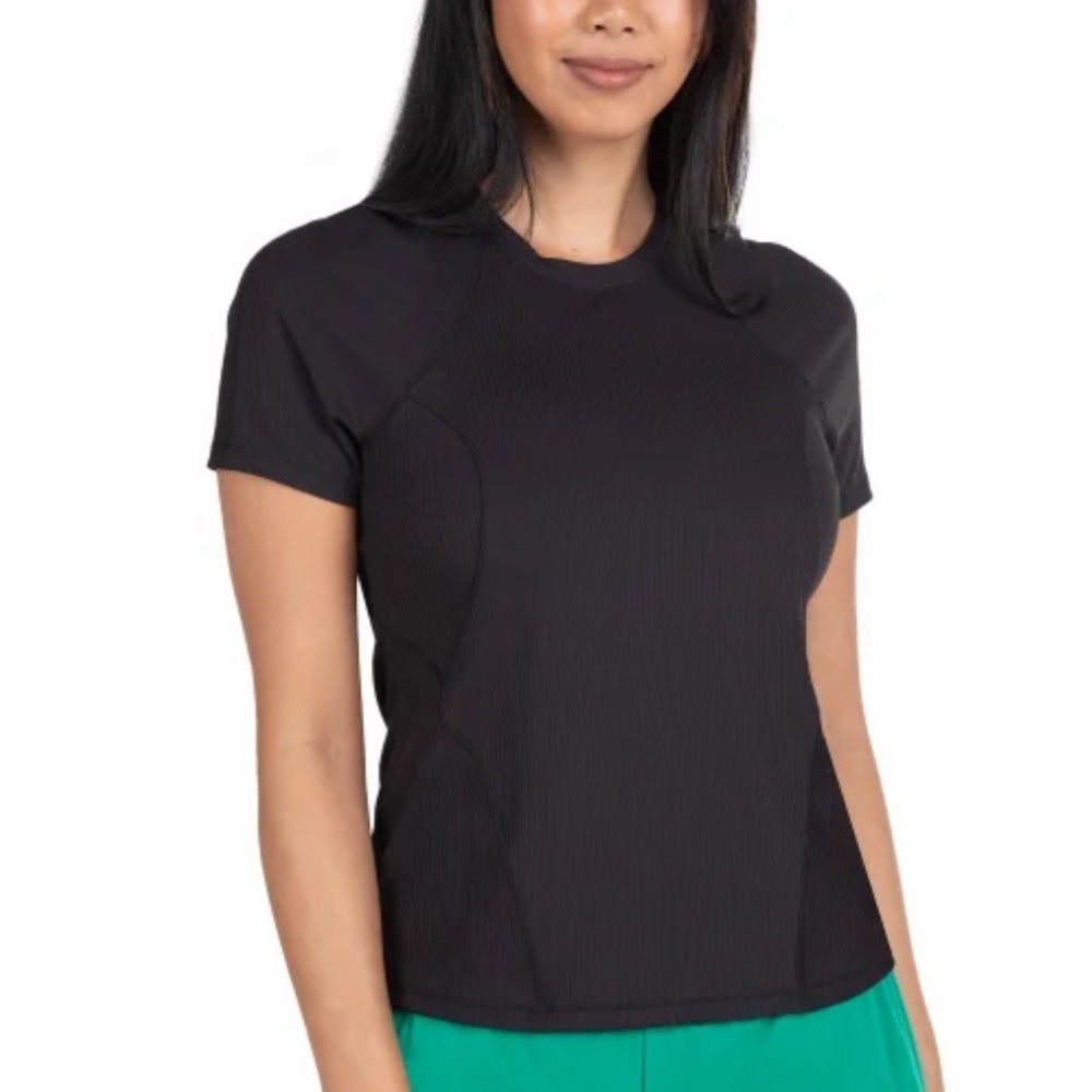 NWT. Spyder Women's Ribbed Short Sleeve Tee. Color is Black.